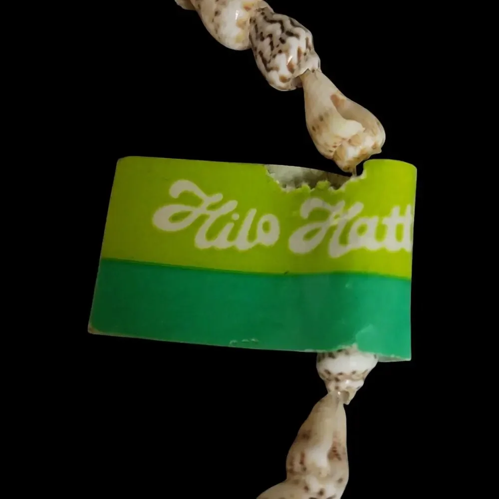 VTG Hilo Hattie Shell Necklace Lei Cream Brown Hawaiian Island Tropical Vacation